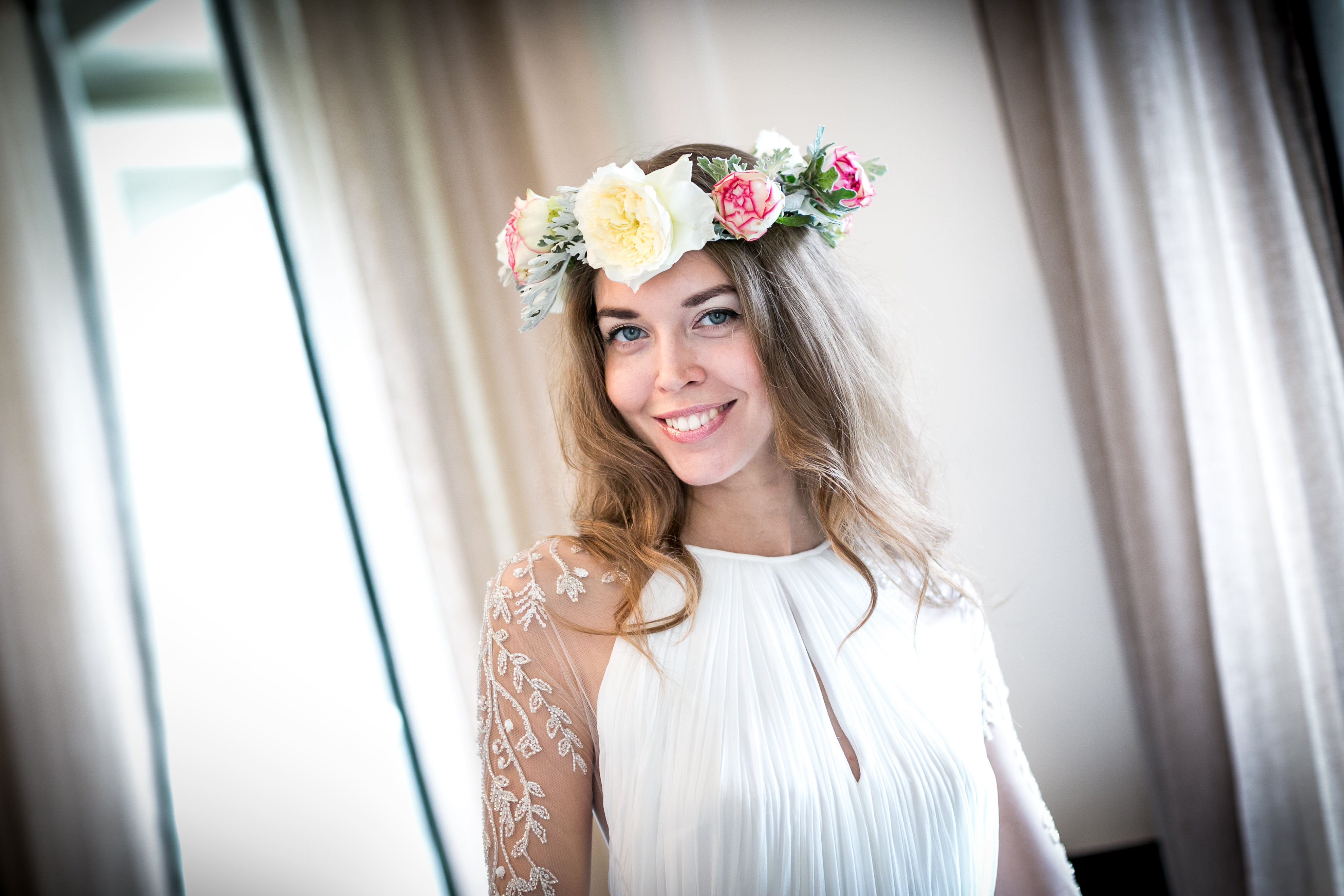 Lake Como Wedding. Bridal flower crown