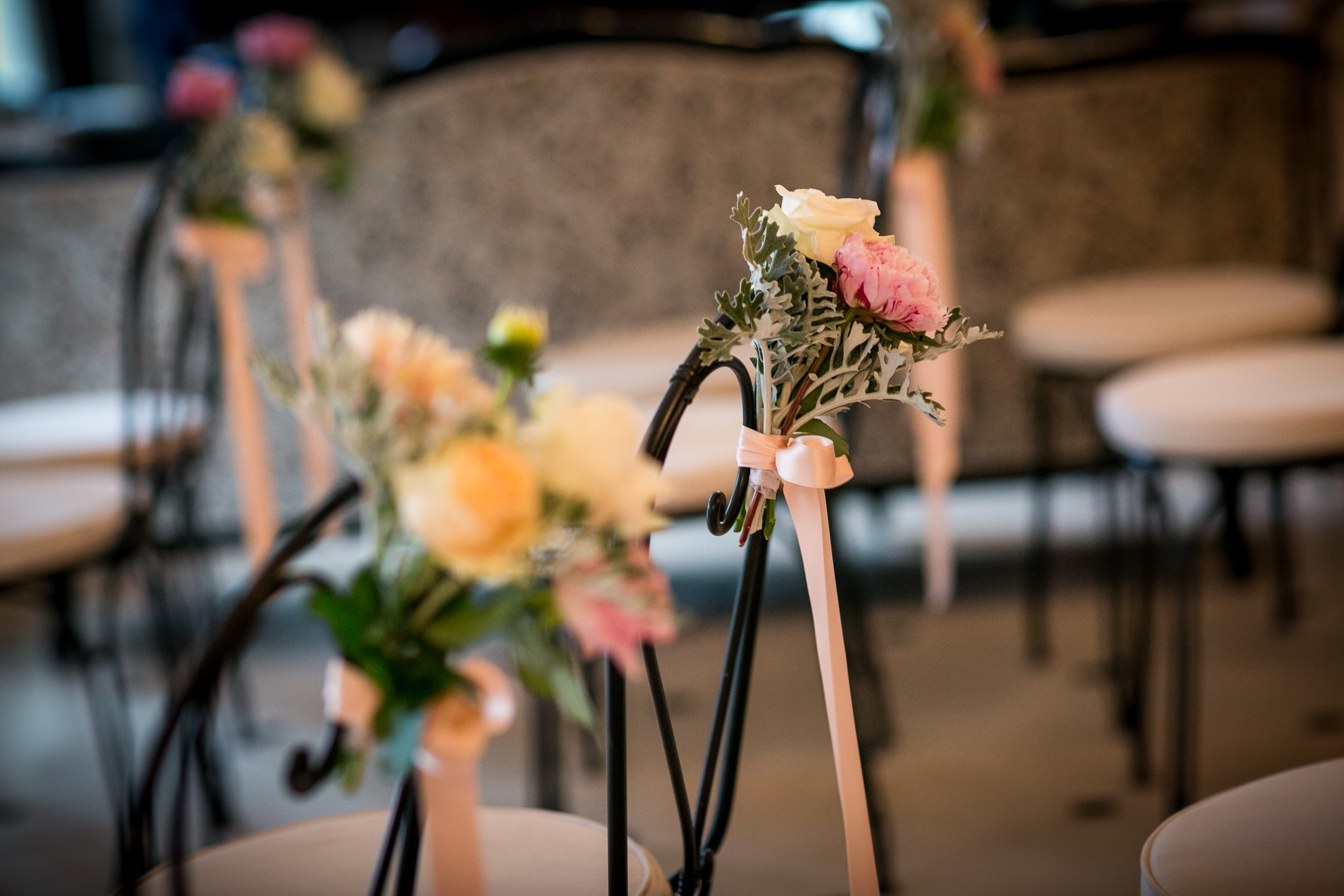 Lake Como Wedding. Flower decoration for chairs